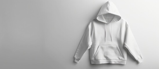 White hoodie placed alone on a white surface