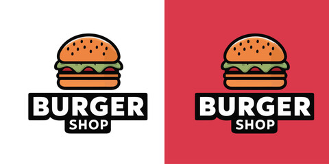 Vector burger shop logo template vector illustration of fast food logotype