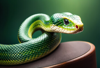 Cute green snake. Generative AI