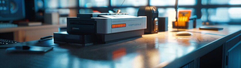 Photo of a badge printer, ultra modern design 