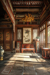Fototapeta na wymiar Interior of antique chinese traditional house 