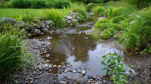 A winding stream now reduced to a mere trickle struggling to sustain the plants and animals that depend on it for survival.