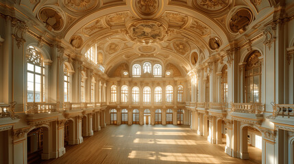 Fototapeta premium Ornate Baroque Style Palace Interior with Sunlight
