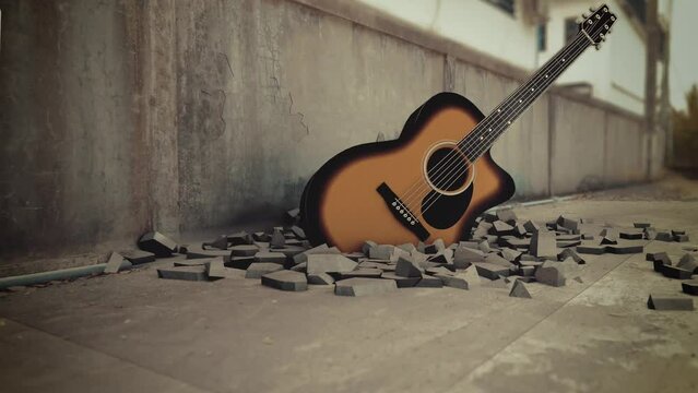 Guitar Breaking through the Ground