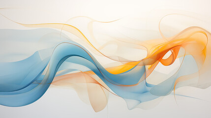 A contemporary abstract with flowing lines and organic shapes in pastel blue and orange, creating a modern and chic visual effect background Ai Generative