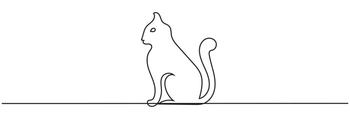 Cats vector with continuous single one line art drawing. New minimalist design minimalism animal pet of cat vector illustration. EPS 10 - obrazy, fototapety, plakaty