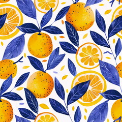 Seamless pattern with oranges