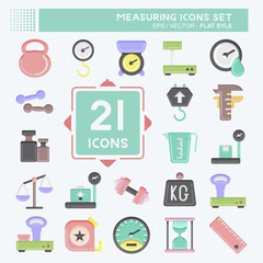 Icon Set Measuring. suitable for education symbol. flat style. simple design editable. design template vector. simple illustration