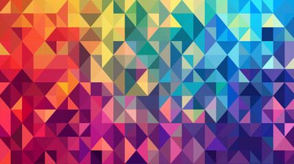 Obraz premium Abstract retro pattern of geometric shapes. Colorful gradient mosaic backdrop. Geometric hipster triangular background, vector