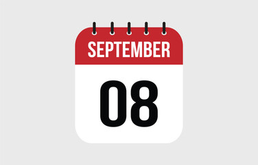 8 September Calendar. September Calendar Vector Illustration.