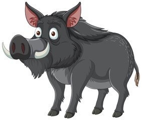 Vector graphic of a smiling, stylized warthog