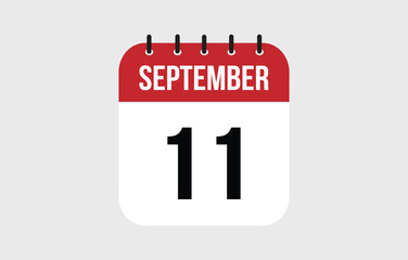 11 September Calendar. September Calendar Vector Illustration.