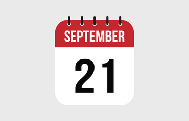 21 September Calendar. September Calendar Vector Illustration.
