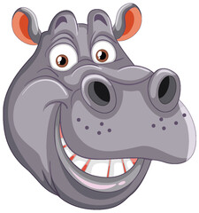 Vector illustration of a smiling hippo face.
