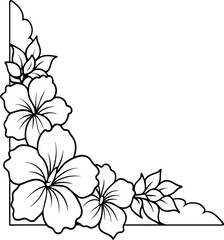 Hibiscus floral corner border frame