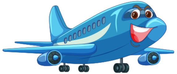 Colorful vector illustration of a smiling airplane