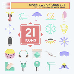 Icon Set Sportswear. suitable for education symbol. flat style. simple design editable. design template vector. simple illustration
