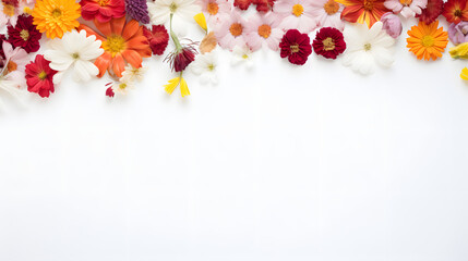 flowers on white background copy space for text, Generative Ai 