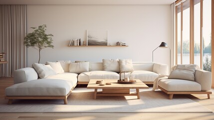 Fototapeta na wymiar Interior composition of modern minimalist luxury living room 