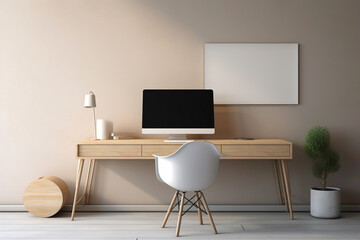 A modern computer workstation set against a backdrop of a minimalist interior with clean lines, showcasing a blend of technology and simplicity.