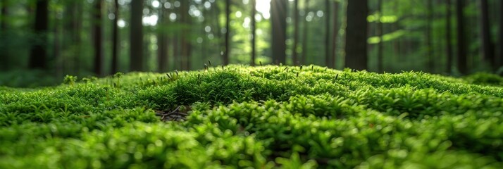 Lush green moss covering the forest floor