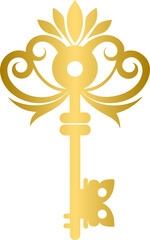 Golden decorative key