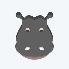 Icon Hippopotamus. related to Animal Head symbol. flat style. simple design editable. simple illustration. cute. education