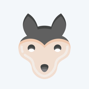 Icon Wolf. related to Animal Head symbol. flat style. simple design editable. simple illustration. cute. education