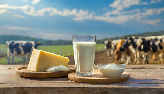 ミルク、チーズ、バター、乳製品のイメージ素材。牧場で撮影された乳製品。Image material of milk, cheese, butter, dairy products. Dairy products photographed on a farm.