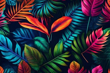 colorful feather and plants for graphic designers generated by AI