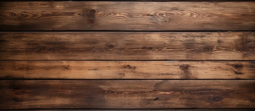Detailed view of a wooden wall with a rich brown stain, showing texture and color variations