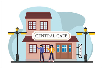 Coffee Shop Flat Illustration Design