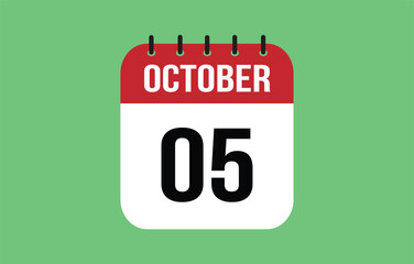 5 October Calendar. October Calendar Vector Illustration.