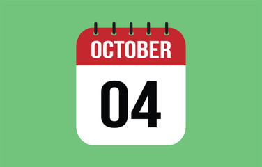 4 October Calendar. October Calendar Vector Illustration.