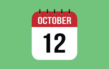 12 October Calendar. October Calendar Vector Illustration.