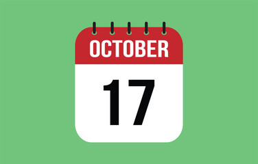 17 October Calendar. October Calendar Vector Illustration.