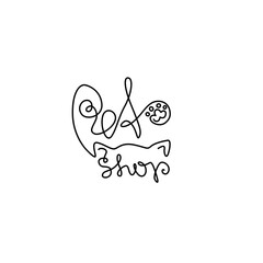 Pet shop logo icon. Pet care, pet friendly, emblem, continuous line drawing, hand drawn, modern calligraphy, one single line on white background, isolated vector illustration.