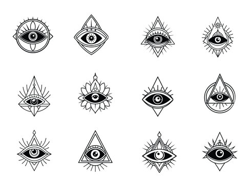 Third eye symbol, mystic and celestial eye