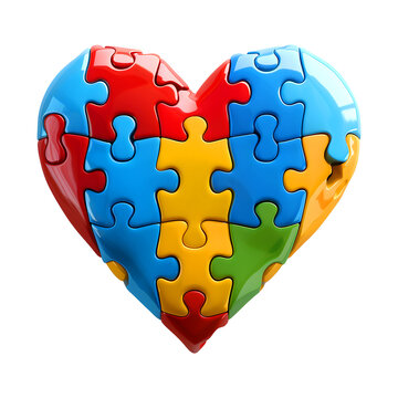 Colorful heart shape puzzle of the autism awareness day