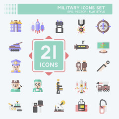 Icon Set Military. related to Army symbol. flat style. simple design editable. simple illustration