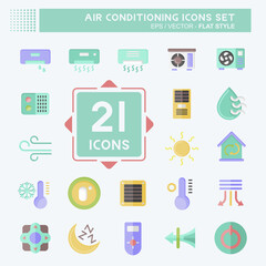 Icon Set Air Conditioning. related to Electronic symbol. flat style. simple design editable. simple illustration