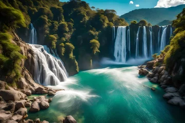 Fotobehang waterfall in the mountains © Saqib Raza