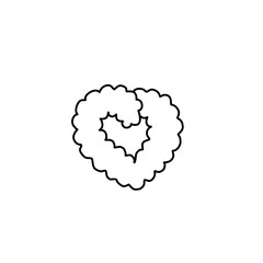 Furry heart logo. Love symbol, Valentine's Day, greeting card, continuous line drawing, small tattoo, print for clothes and logo design, heart isolated abstract vector illustration