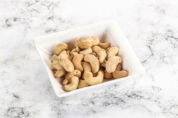 Cashew nuts heap in the bowl