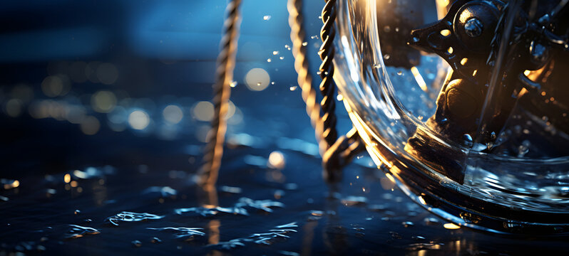 close-up of a hook of a pirate ship inside of the deck, ai generative