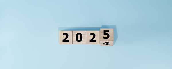 Countdown to 2025. Loading year from 2024 to 2025. New year start concept