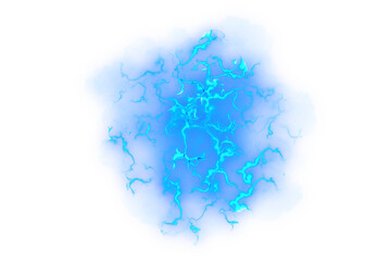 blue lightning effect isolated on transparent background