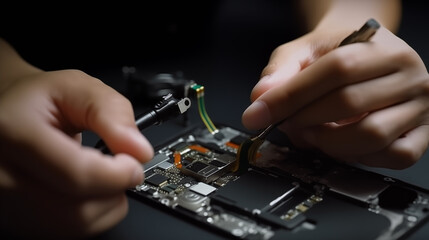 Repair and maintenance of a mobile phone. Repairing a mobile phone.