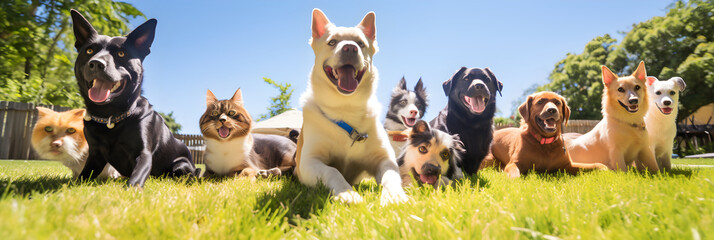 Joyous Gathering of Adopted Pets Enjoying a day in the Sun