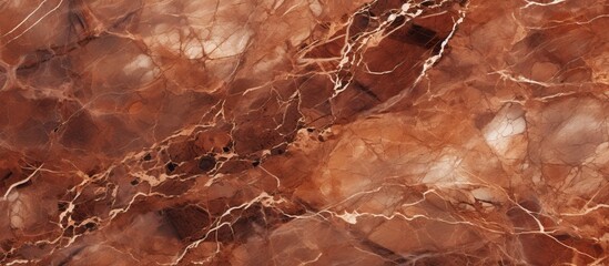A detailed close-up view of a smooth marble surface featuring an intricate brown and white pattern